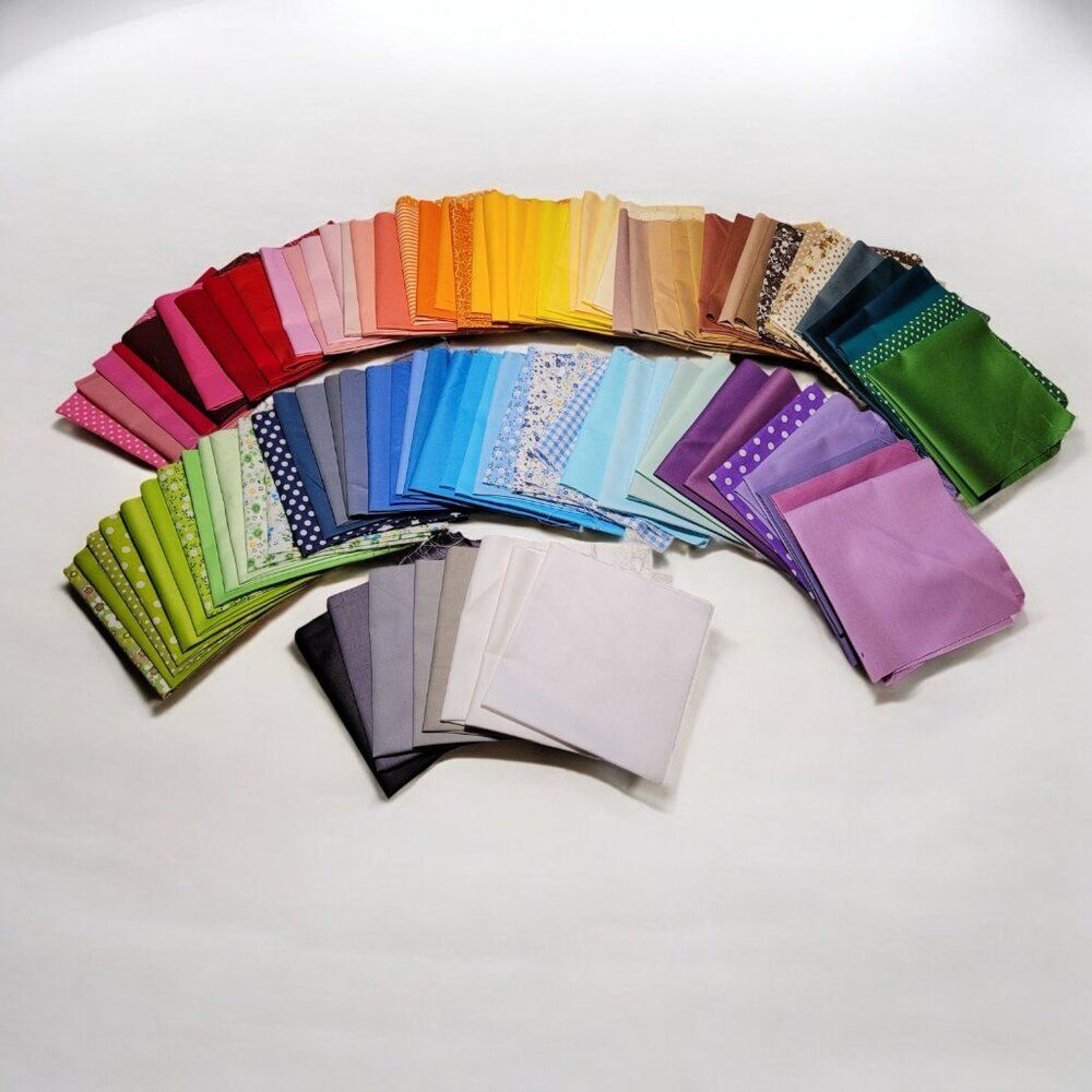 Lot of 100 9.5" x 9.5" Assorted Fabric Squares for Quilting